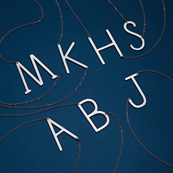 Silver Initial Stainless Steel Pendant Necklace Letters A-Z - Picture 4 of 5